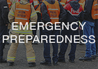 Image: construction workers with the words emergency preparedness, click to access the on-demand emergency preparedness videos
