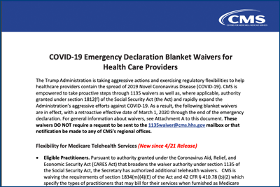 CMS COVID-19 EMERGENCY Declaration thumbnail image